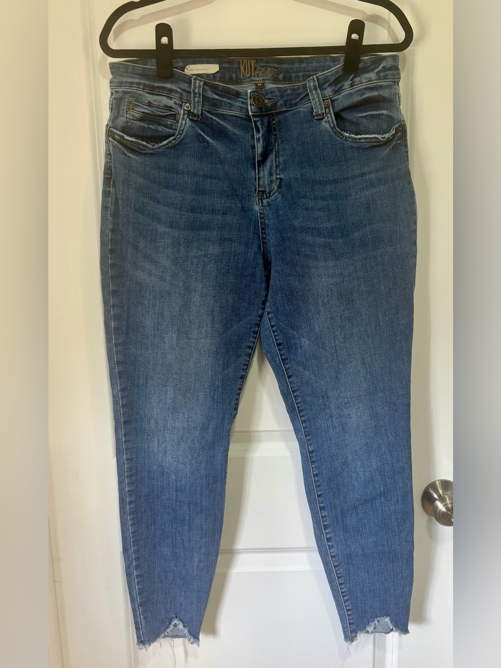 Kut from the Kloth Carlo Fray Hem Ankle Skinny Jeans in Nerine Women's size 14